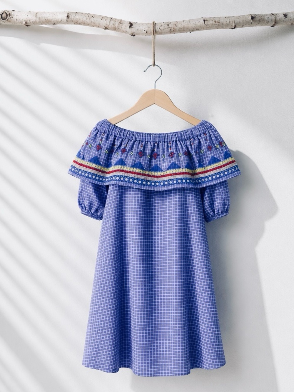 Asos Geo Tribal Embroidered Off Shoulder Sundress